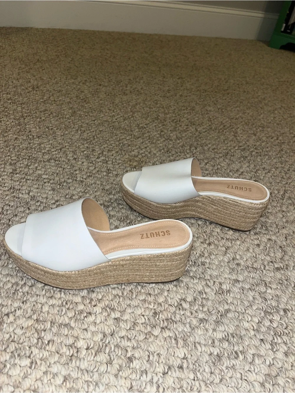 NWT Schutz Thalia White Slide Espadrille Platform Sandal - size 9